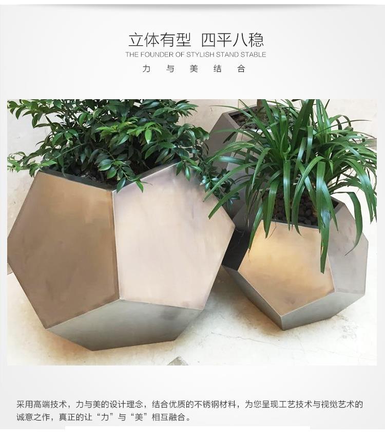 Thép không gỉ sơn tùy chỉnh mall xây dựng văn phòng tài sản hoa làm vườn bình hoa hoa kệ chậu hoa chậu sứ trồng cây cỡ lớn