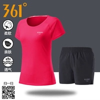361 bộ đồ thể thao nữ mùa hè áo thun ngắn tay 2019 mới thoáng khí phù hợp với quần áo chạy bộ 361 độ quần áo nữ - Thể thao sau quần thể thao nữ