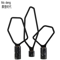 Nordic modern light luxury marble metal ornaments black double-layer geometric iron jewelry living room Model Room soft