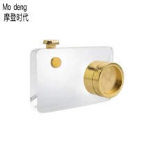 Modern simple light luxury crystal camera ornaments metal crafts model room book Living room desktop decoration accessories