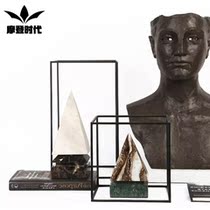 Modern Nordic model house Villa study desktop white tower-shaped geometric triangle marble ornaments soft decorations