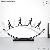 New Chinese Modern Model House Creative Metal Figure Sculpture Grand Ornaments Hotel Clubhouse Home Porch Decoration