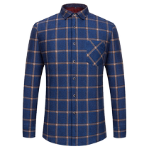 Winter mens thermal underwear young and middle-aged plaid one-piece velvet shirt plus velvet thickened shirt dads top mens top
