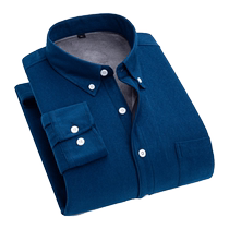 Winter mens corduroy plus velvet thermal underwear long-sleeved shirts casual mens thickened shirts tops for young and middle-aged people