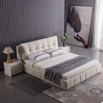 Nordic cloth bed removable and washable simple modern double bed soft bag small apartment master bedroom solid wood wedding bed light luxury cloth bed