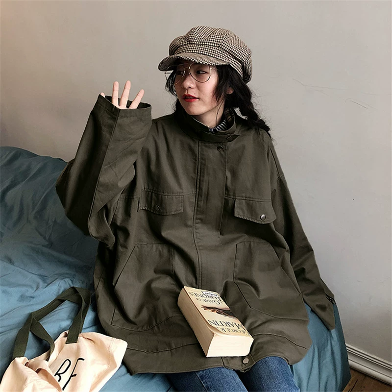 Осенняя куртка, короткий тренч для студентов, оверсайз, 2019 год, корейский стиль