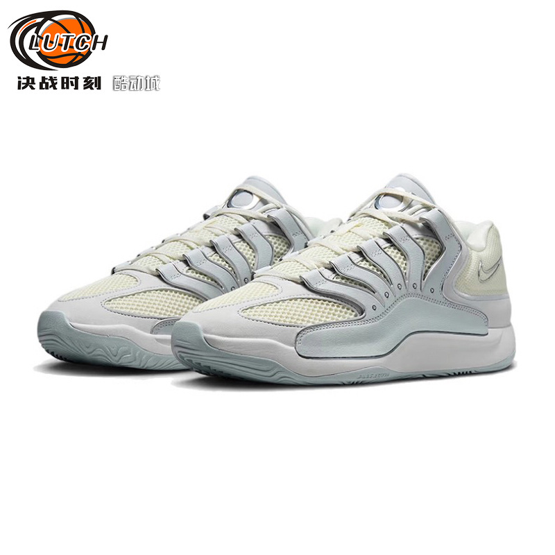 Nike Kd 18 Ep Durant Gray and White Men's Low-Top Non-Slip Wear-Resistant Sports Basketball Shoes Hv1991-001