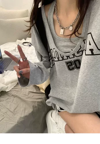 Tide, ретро комплект, осенняя толстовка, сексуальный жилет, свободный крой