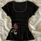 Летняя ретро футболка, сексуальный приталенный корсет, в американском стиле