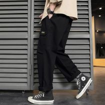 Pants men 2020 Spring Korean version of the trend loose Joker Hong Kong wind wide legs straight Tide brand overalls casual trousers