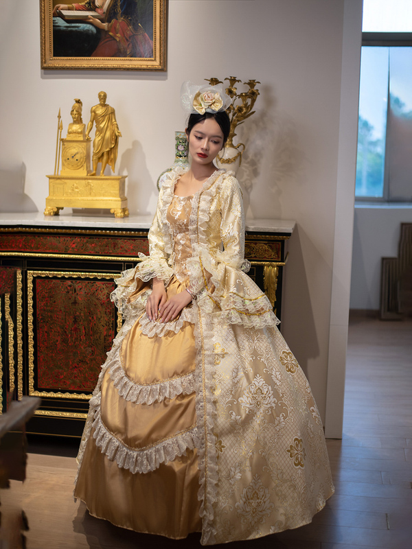 European-Style Palace Dress, Medieval European Aristocratic Retro Gown, Performance Stage Outfit, Runway Photo Shoot