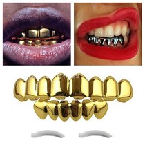 Gold Plated Teeth Halloween Costume Men Hip Hop Fangs Grill