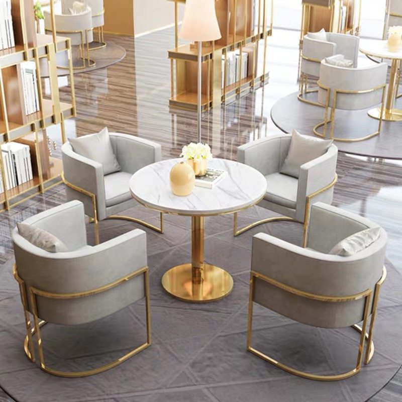 Nordic Light Lavish Sofa Chair Sample House Display Center Reception Negotiation Table And Chairs Combined Business Balcony Casual Single Chair Milk Tea Shop