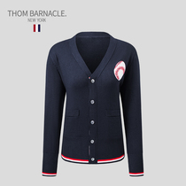 THOM BARNACLE official KNITTED CARDIGAN WOMENs TB light luxury striped slim-fit couple casual sweater