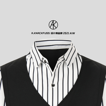 AKNACKFUSS light extravaganza Lining Cedar Men 2021 New Autumn Winter Tide Stripes Fake two overalls