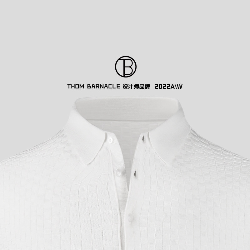 THOM BARNACLE OFFICIAL 2022 NEW FASHION ICE SILK KNIT SLIM COLLAR SHORT SLEEVE POLO