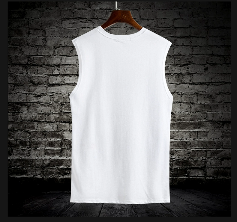 Mùa hè cotton vest nam tập thể dục chạm đáy áo thể thao Hàn Quốc vai Slim Áo không tay chữ áo thun mặc - Áo vest cotton