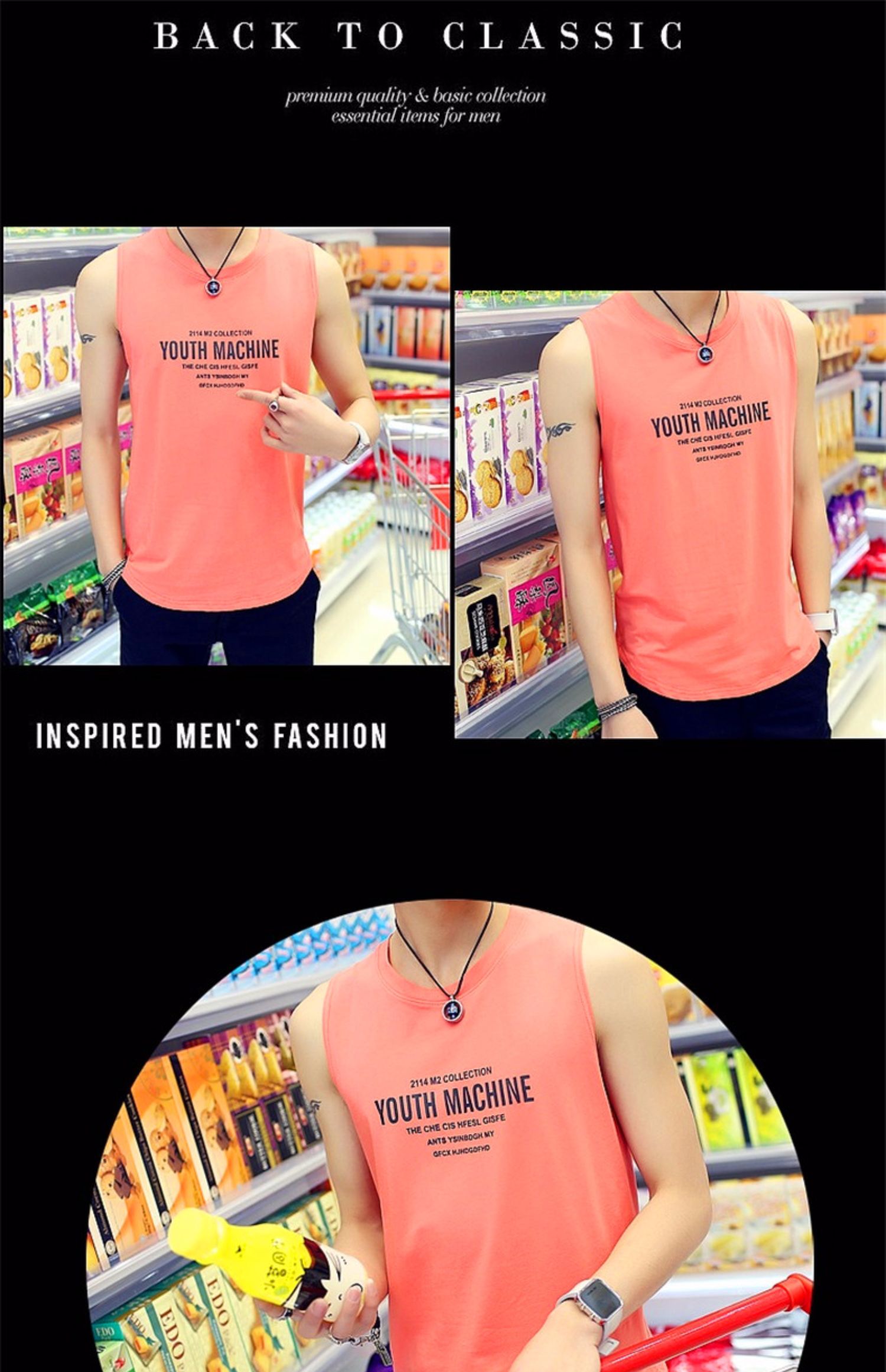 Phiên bản nam Hàn Quốc của áo vest tự canh nam thanh niên mùa hè cotton bó sát in áo thấm mồ hôi áo thể thao thủy triều không tay - Áo vest cotton áo chi lê