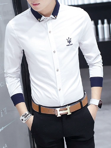 Мужская рубашка, стиль, осенняя, облегающий крой