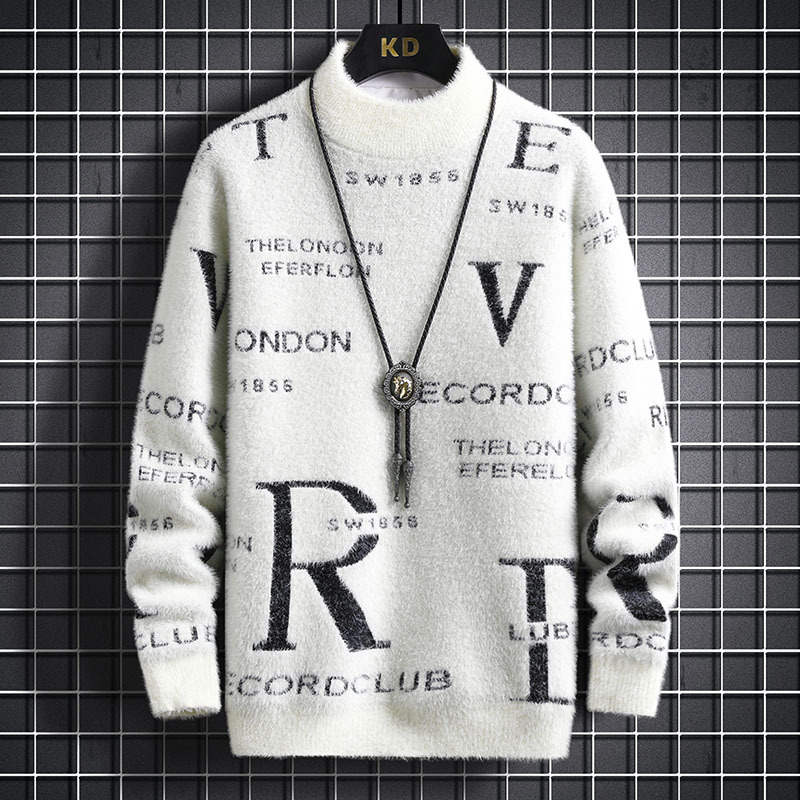 Autumn and Winter Youth Sweater for Boys, Mink Velvet, Thickened Warm Base Knitwear for Older Children, High School and Middle School Students