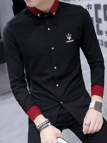 Мужская рубашка, стиль, осенняя, облегающий крой