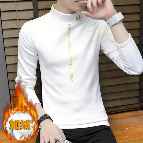 Лонгслив, утепленная зимняя утепленная толстовка, трикотажное термобелье, круглый воротник, в корейском стиле