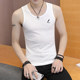 Summer pure cotton men's vest sports fitness hurdle elastic white sweat vest thin youth bottoming sweatshirt trend