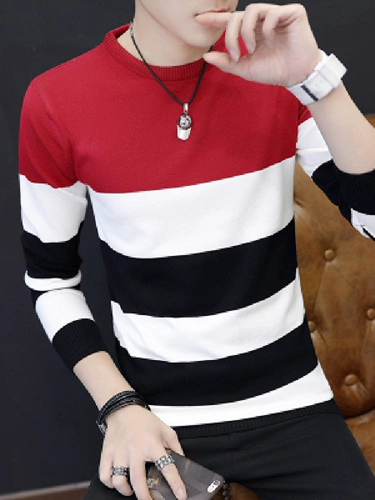 Весенний трикотажный тонкий шерстяной мужской свитер с круглым воротником для мальчиков, осенний, подходит для подростков, стиль