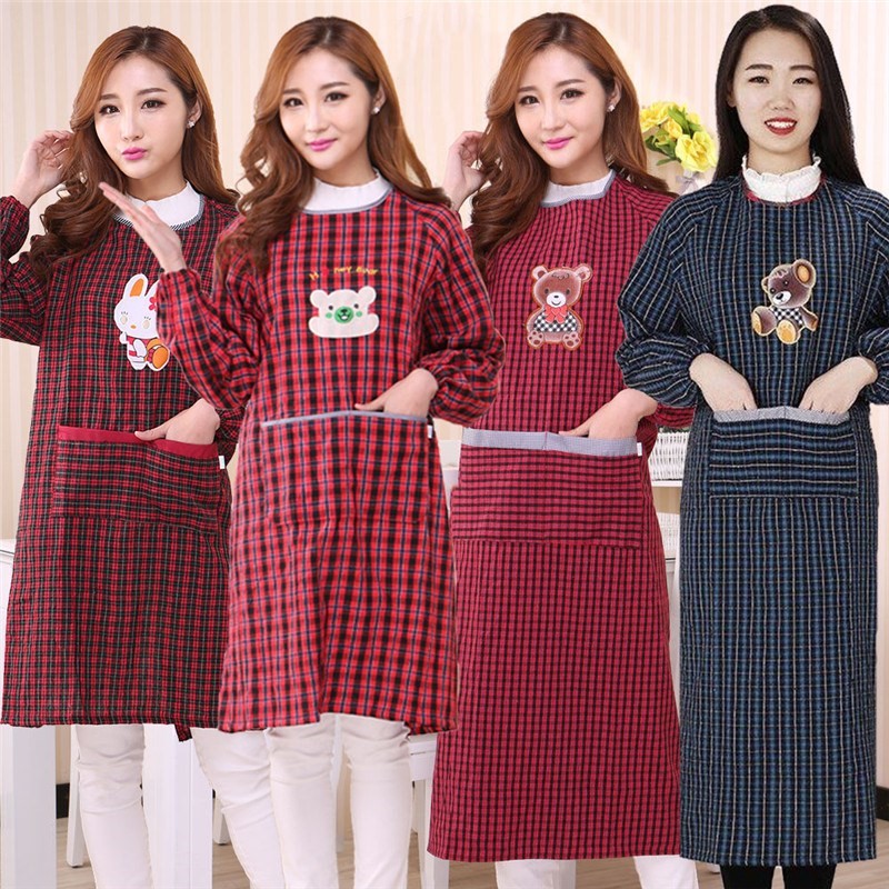 Engage in sanitary coat work clothes long coat cotton blouse adult long version reverse wear apron long version over the knee