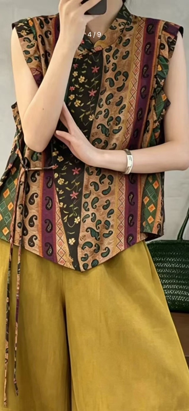 2026 Fashion Set for Women, Summer Vintage Style, Traditional Chinese Style Shirt Top 6129