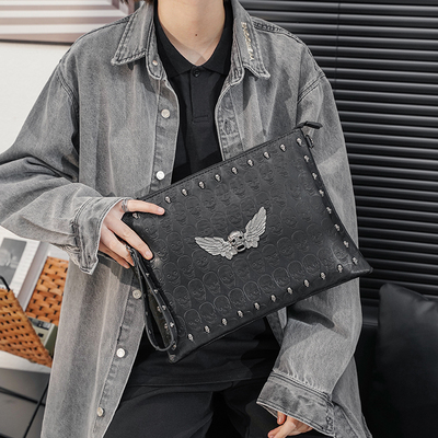 Hong Kong IT Catherine Clutch Bag Skull Clutch Bag Shoulder Bag Document Bag Rivet Trendy Men's Clutch Bag