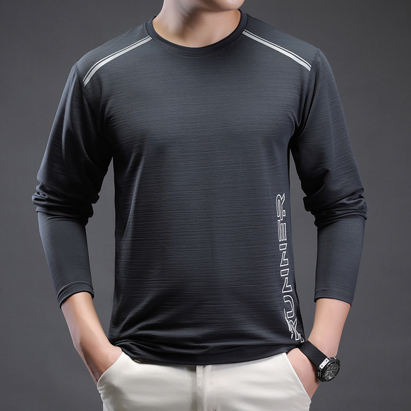 Long Sleeve Sports T-Shirt Male Autumn Winter Thick style 2023 New speed dry casual loose round collar in old age clothes-Taobao