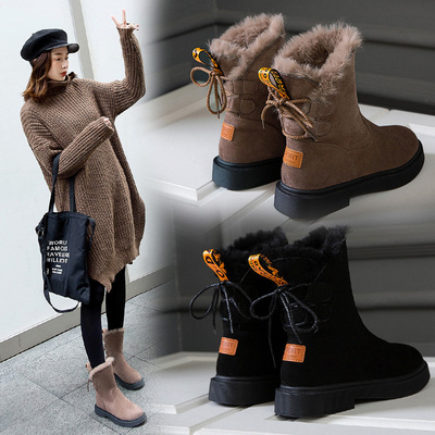 真皮加绒保暖雪地靴女新款时尚短靴