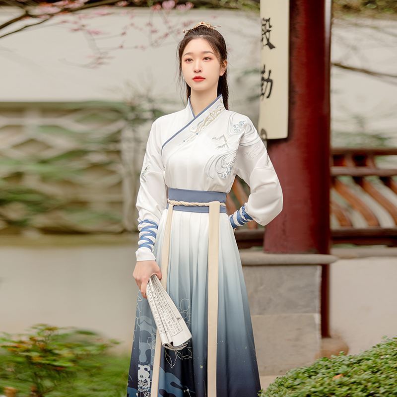 Daiyan Authentic Hanfu Martial Arts Chinese Style Jin Dynasty Cross-Collar Waist-Length Skirt, Swordsman Style Ancient Costume, Unisex Hot-Selling Item