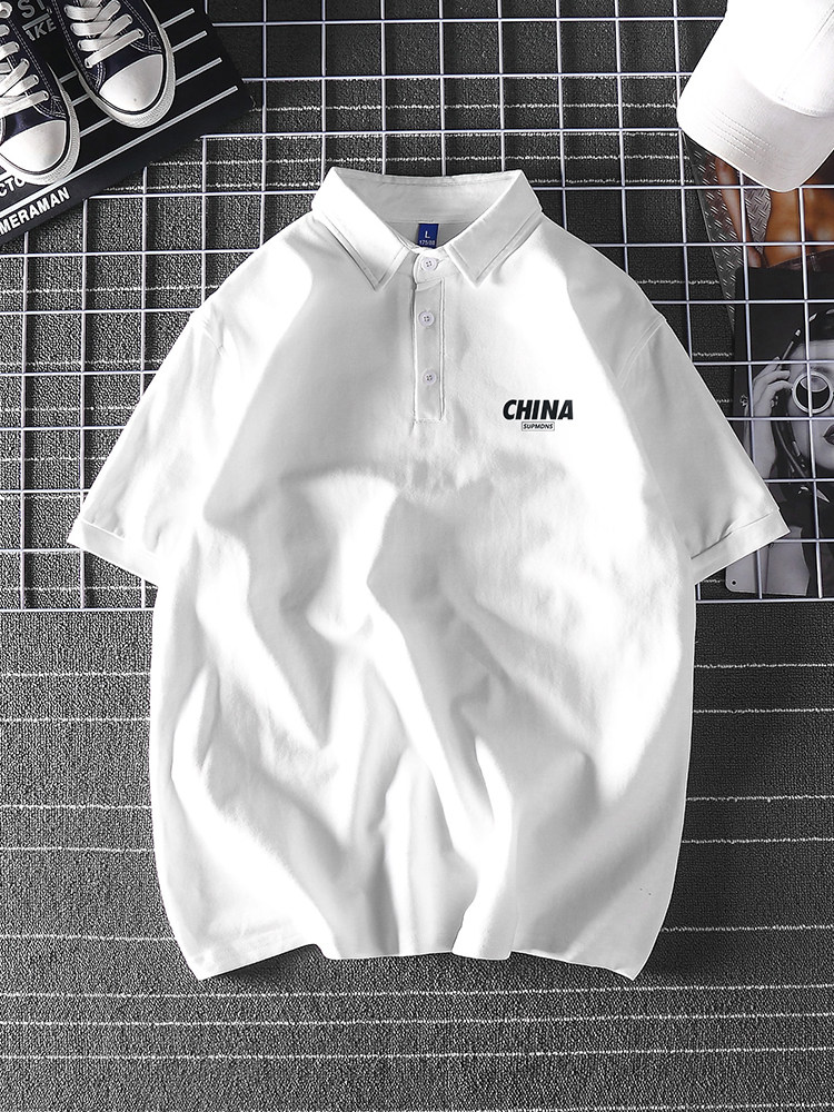 Men's short-sleeved 2021 new T-shirt summer tide brand polo shirt men loose cotton pineapple shirt lapel top tide