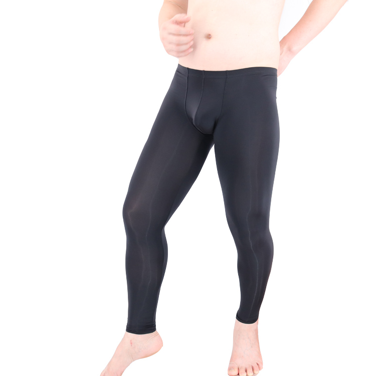 Quần bó sát nam trong suốt quần chín điểm quần lụa băng dài quần legging túi siêu mỏng gợi cảm quần xì nữ