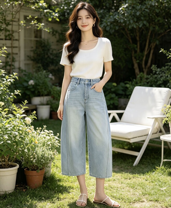 [Usa] Salt Bubble Jeans Denim Washed Distressed Cropped Balloon Pants 8985Cf