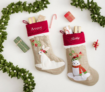 Christmas special※Linen delicate beautiful label embroidered Christmas socks~many embroidered names