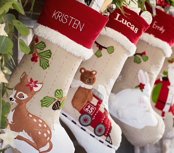 Christmas special※Linen exquisite beautiful cloth embroidered Christmas socks~a variety of embroidered names