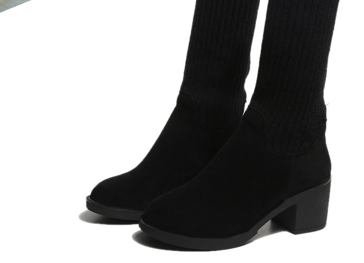 Giày cao cổ nữ mùa thu đông 2018 boot cao gót
