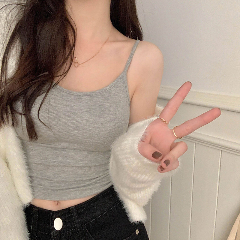 Grey Harnesses Vest Woman Summer summer Nets with chest cushion Meatback pure desire to hit bottom and not to wear outside of the short blouses