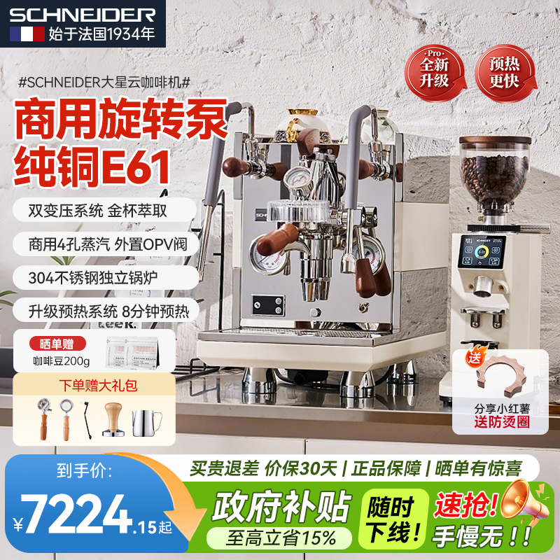 French Schneider Big Nebula Coffee Machine, Italian-Style Fully Semi-Automatic Commercial Dual Boiler, Household Pure Copper E61
