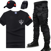 607 Черный костюм+шляпа национального флага+тактический ремень