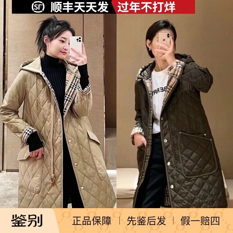 Good Price! Burberry Hooded Mid-Length Cotton Coat