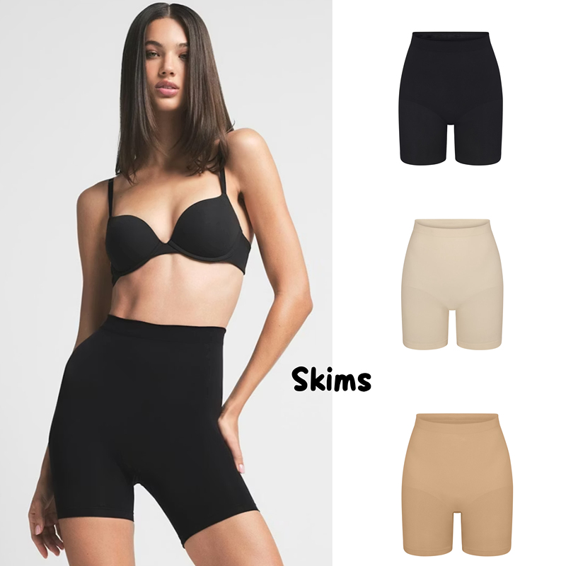 American Skims Classic Mid Thigh Kardashian Super Elastic Tummy Control Shaping Pants 3 Colors