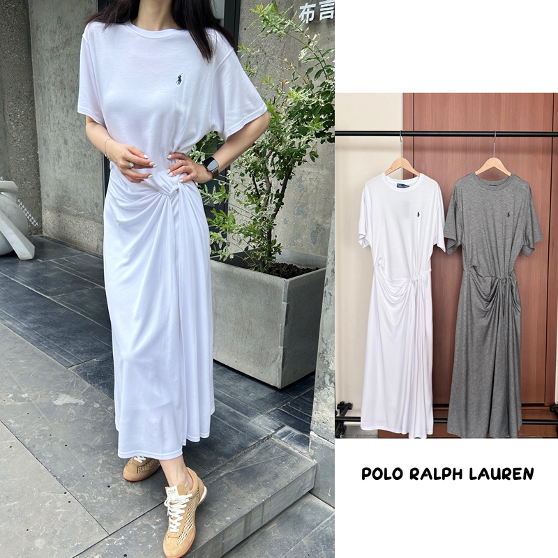 Polo Ralph Lauren Classic Horse Logo Twist Design Short-Sleeved T-Shirt Dress in Multiple Colors