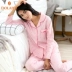 Dorama Fall Cotton Ladies Pyjamas Spring and Autumn Long Sleeve Homewear Set Women Cardigan Polka Dot Mom Pyjamas - Nam giới Nam giới