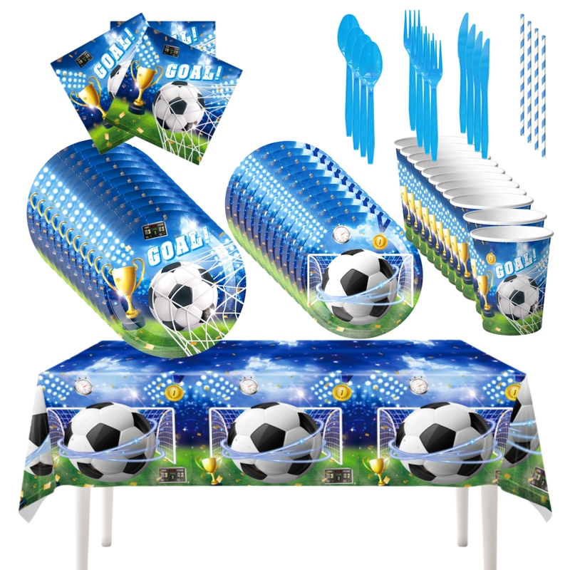 New Football World Cup Themed Party Decoration Disposable Tablecloth Paper Plates Paper Towels Paper Cups Tableware Set
