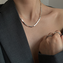 Xiaobao 925 sterling silver geometric necklace female summer light luxury niche 2021 new collarbone chain ins cold wind simple