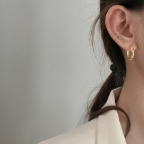 s925 Pure Silver 2021 New Tide Earrings Woman Korea Temperament Bamboo Festival Net Red 100 Hitch Design Sensation Little Fresher Ear Accessories